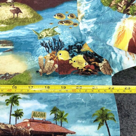 Maui Quilt Shop 100% Cotton Turtles Ducks Aloha Tropical Button Shirt Sz Large L - Picture 7 of 8